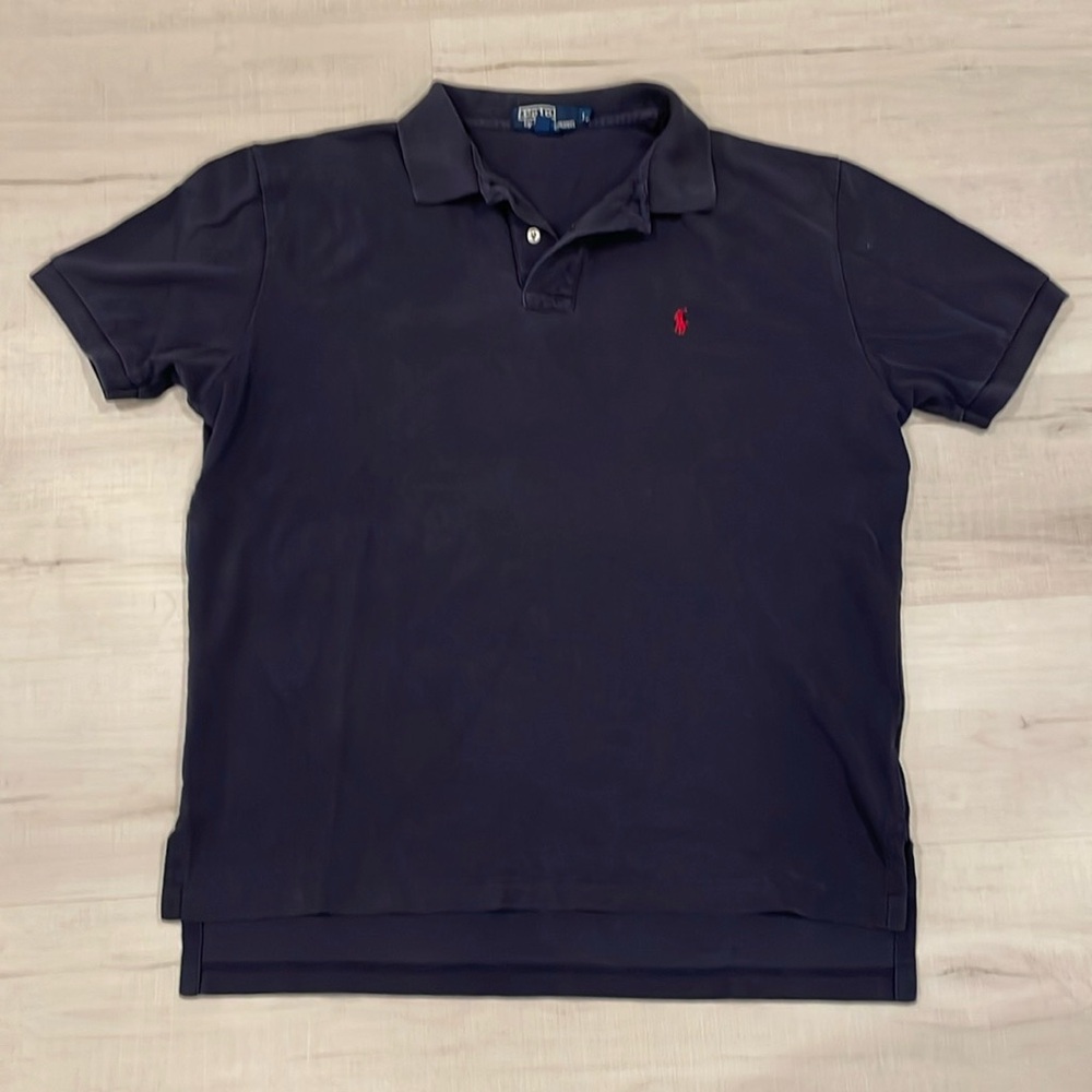 Polo by Ralph Lauren vintage faded navy pique polo size L